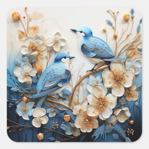 Flowers and Birds Square Sticker