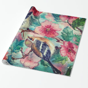 Flowers and Birds Wrapping Paper