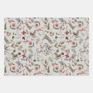 Flowers and birds wrapping paper