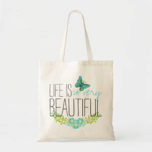 Flowers and Blue Butterfly Watercolor BOHO Muslin Tote Bag