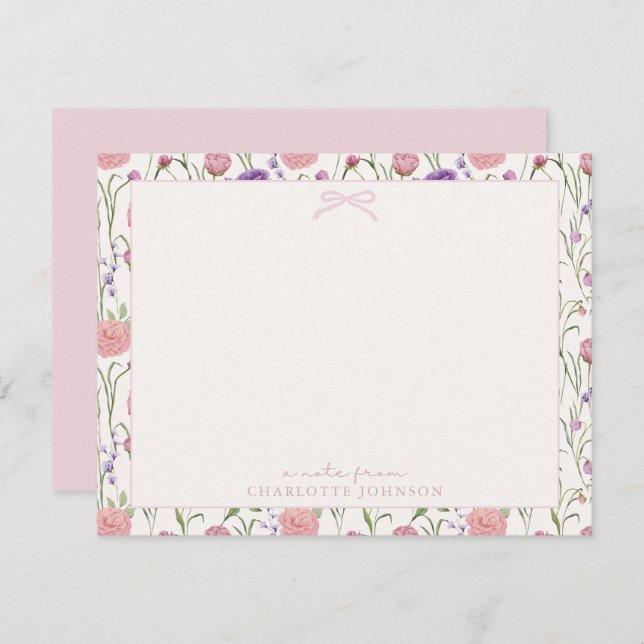 Flowers and bow, a note from flat card (Front/Back)