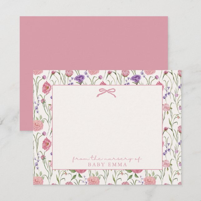 Flowers and bow, From the nursery of card (Front/Back)