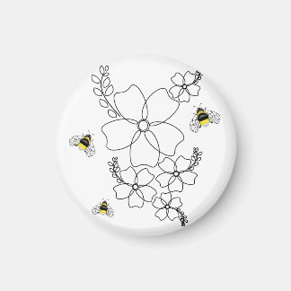 Flowers and bumblebee in a minimalist style magnet