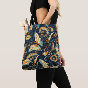 Flowers and Butterflies Abstract Pattern Tote Bag