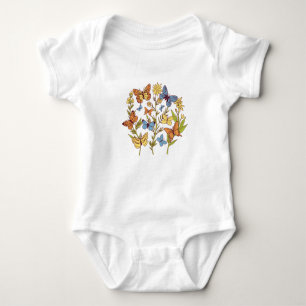 Flowers and Butterflies Baby Bodysuit