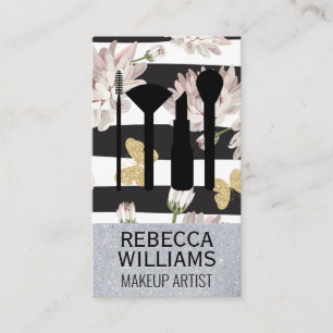 Flowers and Butterflies Glitter Makeup Set Business Card