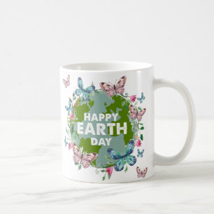 FLOWERS AND BUTTERFLIES HAPPY EARTH DAY 2024  COFFEE MUG