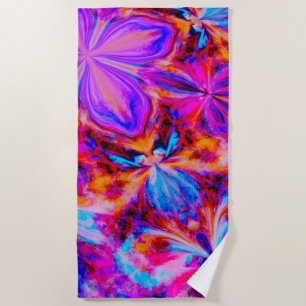 flowers and butterflies in abstract beach towel