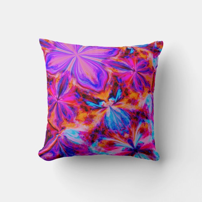 Flowers and Butterflies in Abstract Cushion (Front)