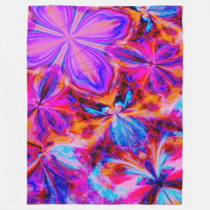 Flowers and Butterflies in Abstract Fleece Blanket