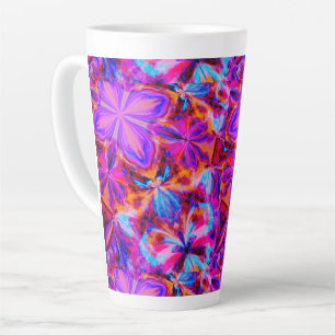 Flowers and Butterflies in Abstract Latte Mug