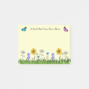 Flowers and Butterflies Personalized 4 x 3  Post-it Notes