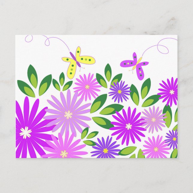 Flowers and butterflies - Postcard (Front)