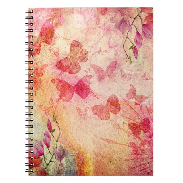 Flowers And Butterflies Watercolour,  Notebook (Front)