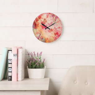 Flowers And Butterflies Watercolour, Wall Clock