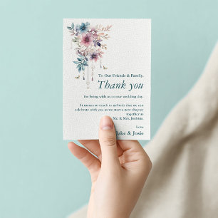 Flowers and butterflies wedding thank you card