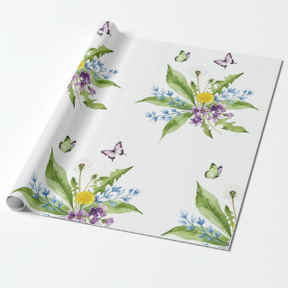 Flowers and butterflies wrapping paper
