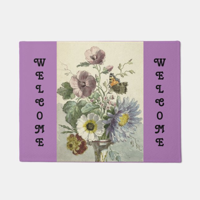 Flowers And Butterfly Door Mat (Front)
