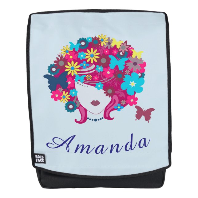 Flowers and Butterfly Face Backpack (Front)