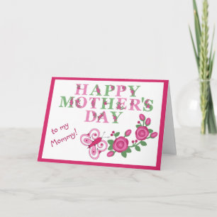 Flowers and Butterfly for Mummy Mothers Day Card
