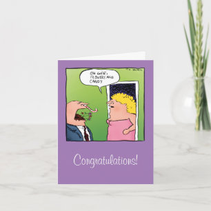 Flowers and Candy Cartoon Wedding Card