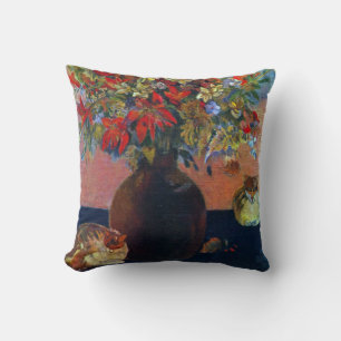 Flowers and Cats by Paul Gauguin, Vintage Fine Art Cushion