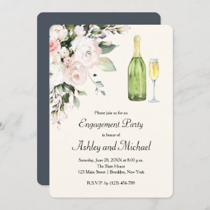 Flowers and Champagne Engagement Party Invitation