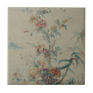 Flowers and Chinoiserie Ceramic Tile