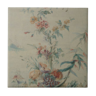 Flowers and Chinoiserie Ceramic Tile