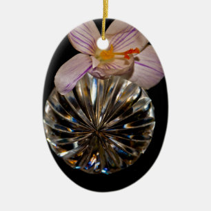Flowers and Crystal Ceramic Ornament