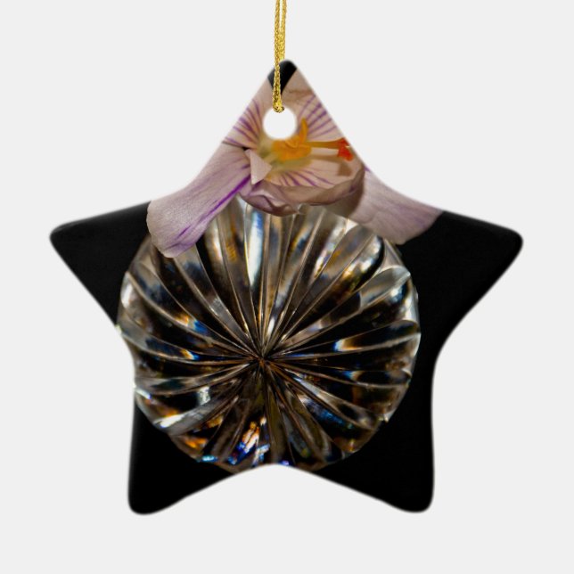 Flowers and Crystal Ceramic Ornament (Front)