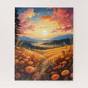 Flowers and Distant Views of Mountains Puzzle