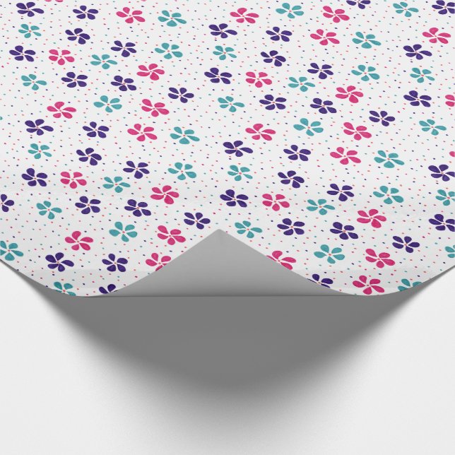 Flowers and Dots Floral Pattern Wrapping Paper (Corner)
