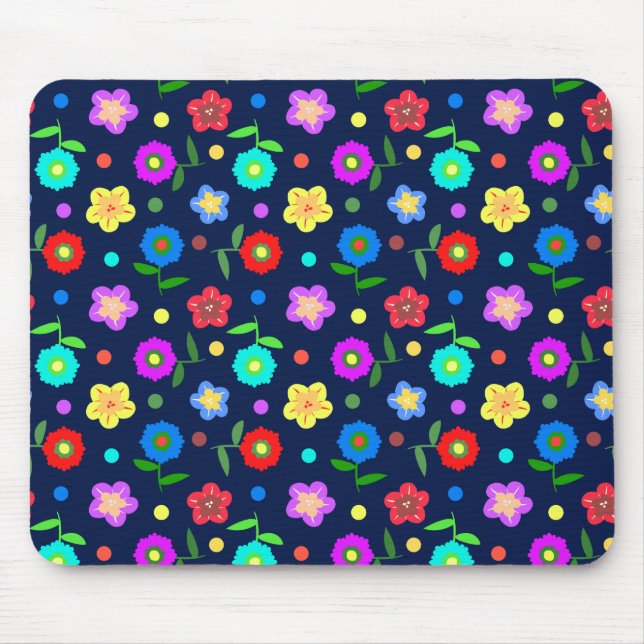 Flowers and Dots Mouse Pad (Front)