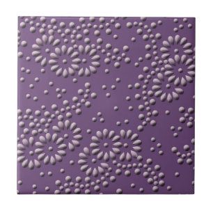 Flowers and dots purple japanese pattern tile