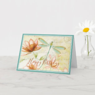 Flowers and dragonfly card
