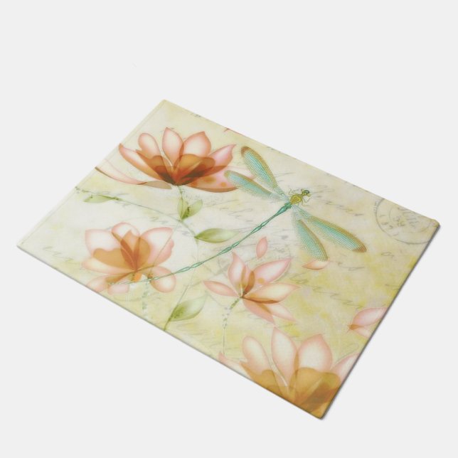 Flowers and dragonfly doormat (Angled)