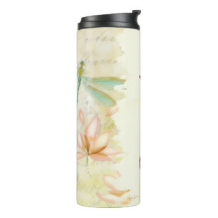 Flowers and dragonfly personalised thermal tumbler