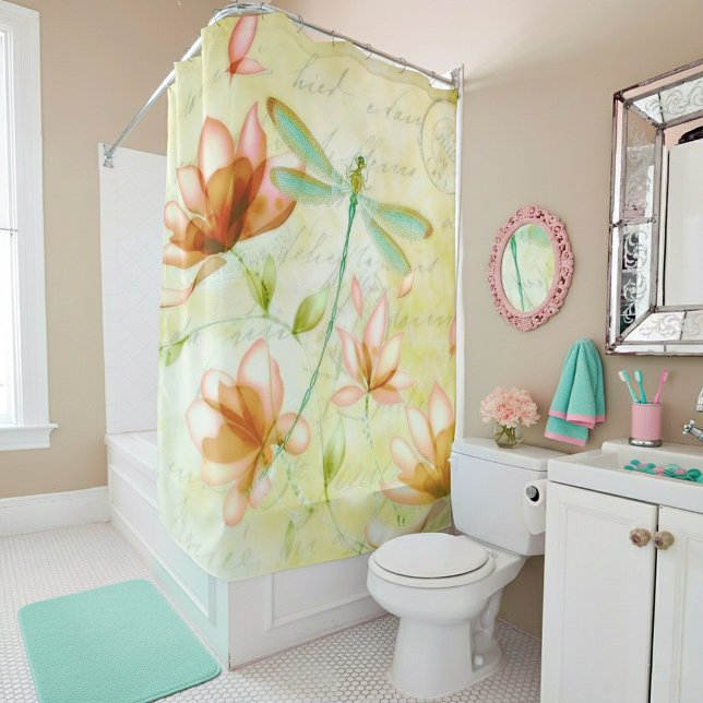 Flowers and dragonfly shower curtain (Creator Uploaded)