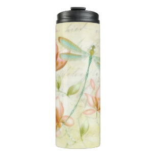 Flowers and dragonfly thermal tumbler
