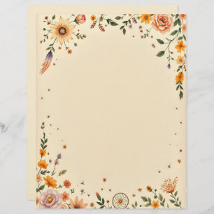 Flowers and Dreamcatcher Stationery Paper Custom Letterhead