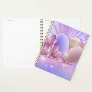 Flowers and eggs on a colourful pastel background  planner