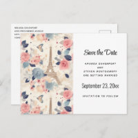 Flowers and Eiffel Tower Paris Pattern