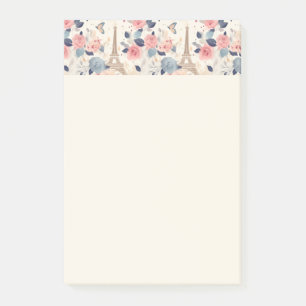 Flowers and Eiffel Tower Paris Travel Pattern Post-it Notes