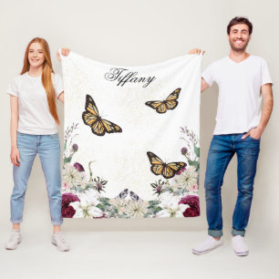  flowers and elegant background fleece blanket