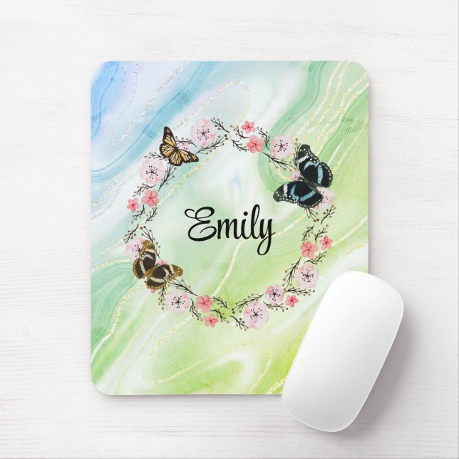  flowers and elegant background mouse pad (With Mouse)