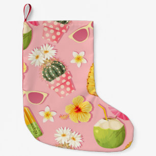 Flowers and exotic fruits vintage seamless pattern small christmas stocking