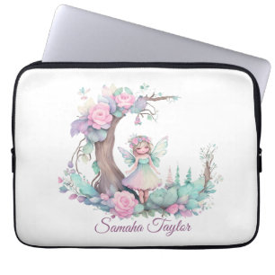 Flowers and Fairy Watercolor Laptop Sleeve