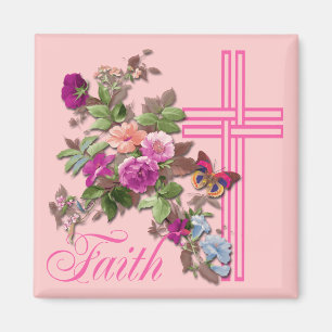 FLOWERS AND FAITH MAGNET