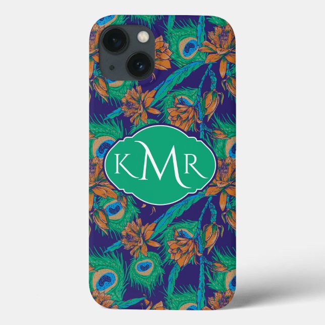 Flowers And Feathers | Monogram Case-Mate iPhone Case (Back)